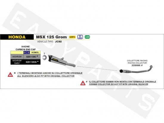 Silenziatore ARROW X-Kone Nichrom Dark/C Honda MSX 125i E5 2021-2022